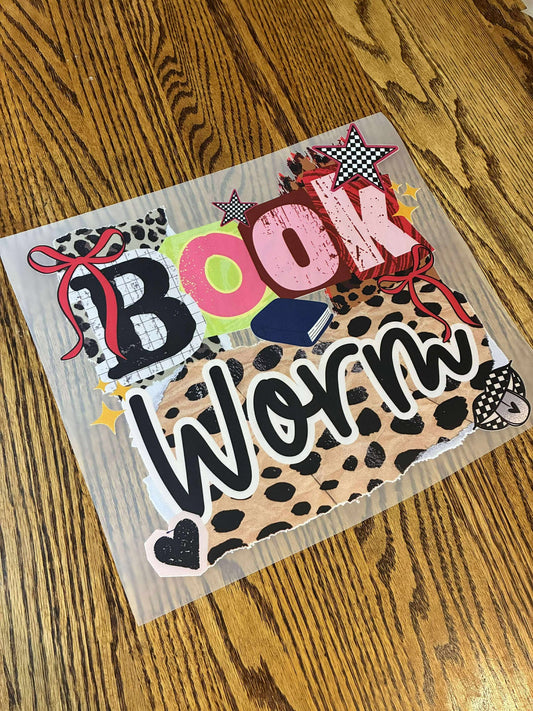 Book Worm Ransom Letters Distressed Transfer